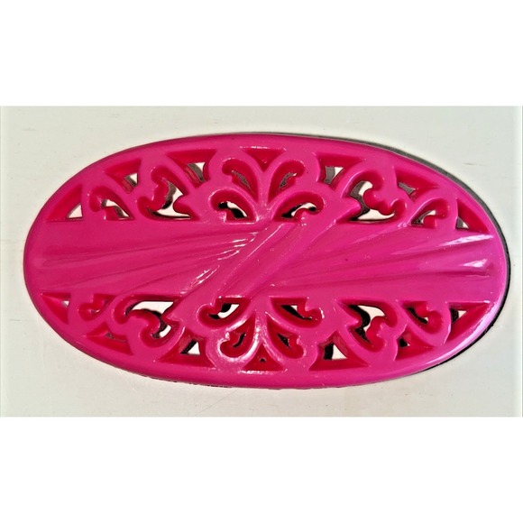 Accessories - Vintage Barrette Hair Clip 80s Hot Pink Acrylic Plastic Made in Taiwan